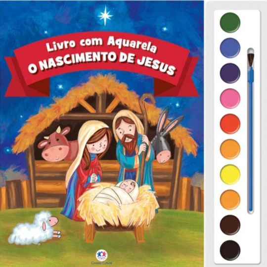 Livro com Aquarela - O Nascimento de Jesus