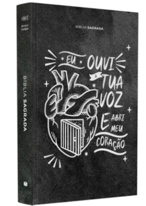 Bíblia Sagrada Média Lettering Abri meu Coração | ARC | Capa Brochura